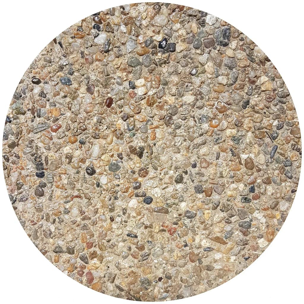 Mostră circulară beton dezactivat culoare naturală cu pietriș decorativ aparent